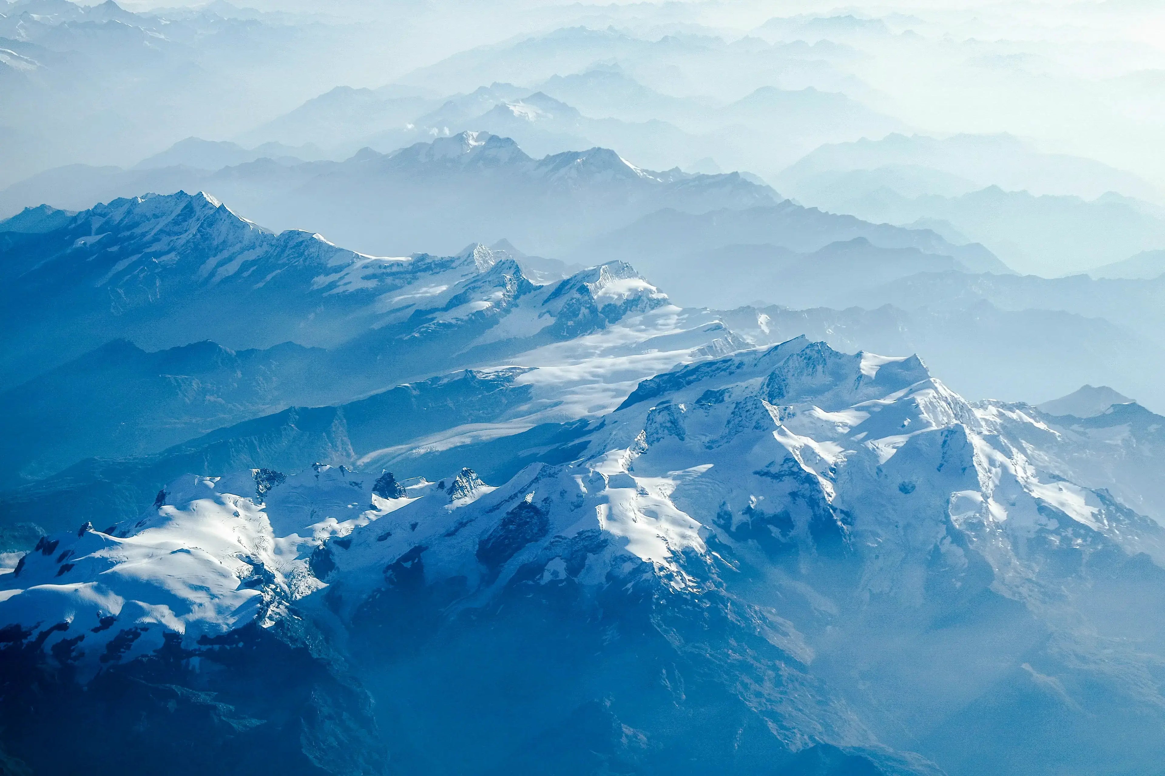 Snowy mountain range with a clear sky